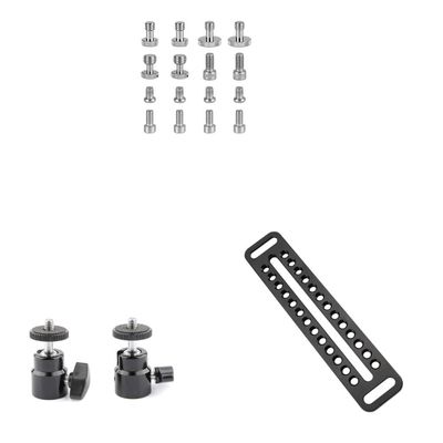 CAMVATE 1/4"-20 & 3/8"-16 & M5 Thread Screw + 1/4"-20 Mini Ball Head + Long Cheese Plate