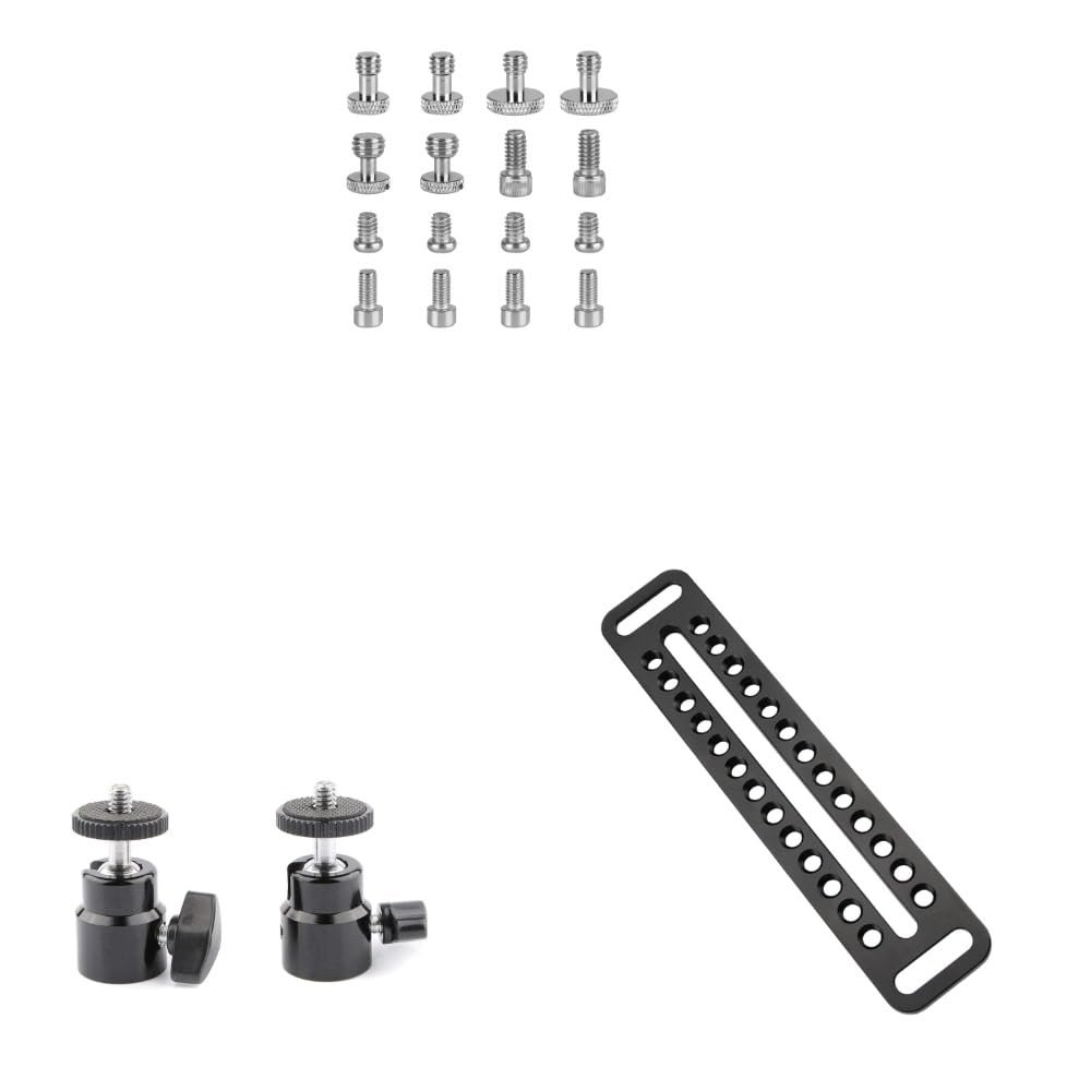 CAMVATE 1/4"-20 & 3/8"-16 & M5 Thread Screw + 1/4"-20 Mini Ball Head + Long Cheese Plate