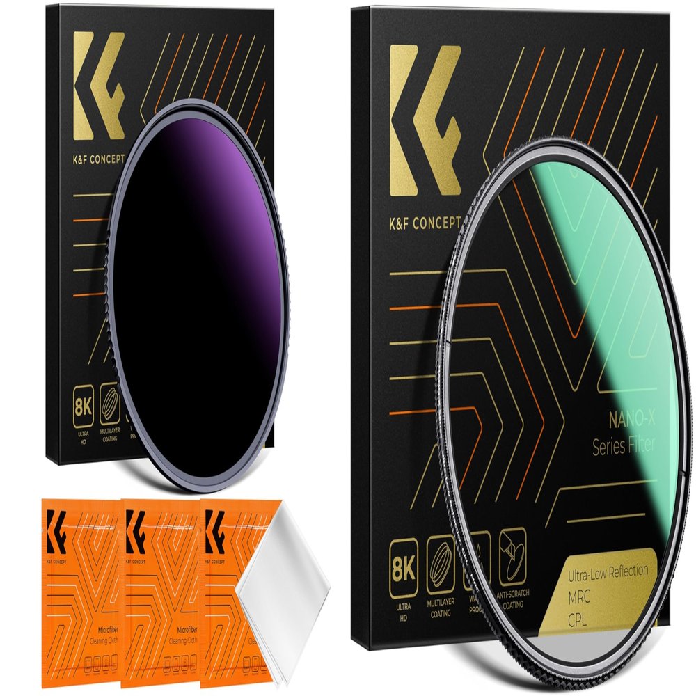 55mm ND1000000 & CPL Lens Filters Kit for Camera Lens, 20 Stops Ultra Dark ND Lens Filter Polarizing Filter for Camera Lens
