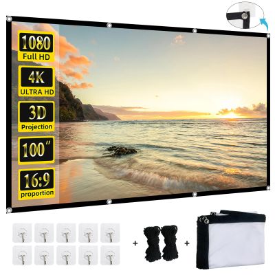 XINLEMY 100-inch Projector Screen 4K 16:9 HD Foldable Washable Portable Projection Movies Screens Support Double Sided Projection for Home Theater Backyard Outdoor Indoor