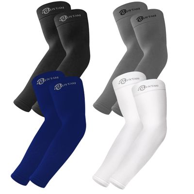 BHYTAKI 4 Pairs UV Sun Protection Arm Sleeves, UPF 50 Sports Cooling Arm Compression Sleeves for Men Women Teenager
