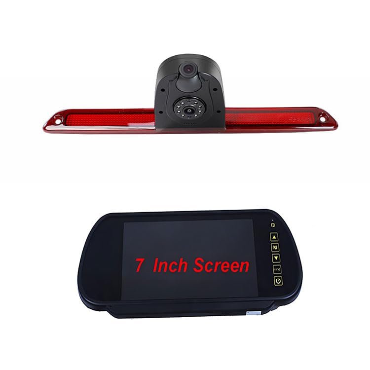 3rd Third Brake Light Backup Reverse Parking Rear View Reversing Dual Lens Camera for Mercedes Sprinter (2006-2018) / VW Crafter (2007-2016) Night Vision Waterproof (Camera+7IN)