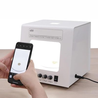 Smart Photography Turntable, Dimmable Jewelry Shooting Tent Softbox, Photo Studio Light Box, Electric 360 Turntable Gold and Silver Jewelry Photo Light Box Kit,20cm