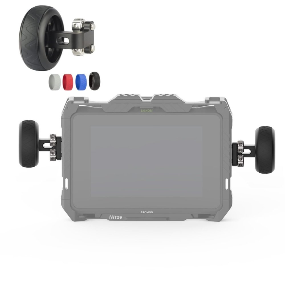 DirectNine Basics Nitze Cage Wheel Side Handle with Dual 1/4 Screws for DSLR Camera Monitor Smartphone Cage