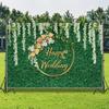 7 * 5FT Wedding Backdrop Greenery Backdrop with Flower Photography Green Leaf Grass Wall Photo Backdrops Wedding Bridal Shower Party Decoration Photo Booth Studio Props Vinyl (Green-2) view 1