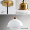 AGURELI European Style Round Glass Lampshade Pendant Light for Living Room, Brass Finish Bedroom Fixture, Hanging Adjustable Chandelier for Family Room (Color: B) view 3