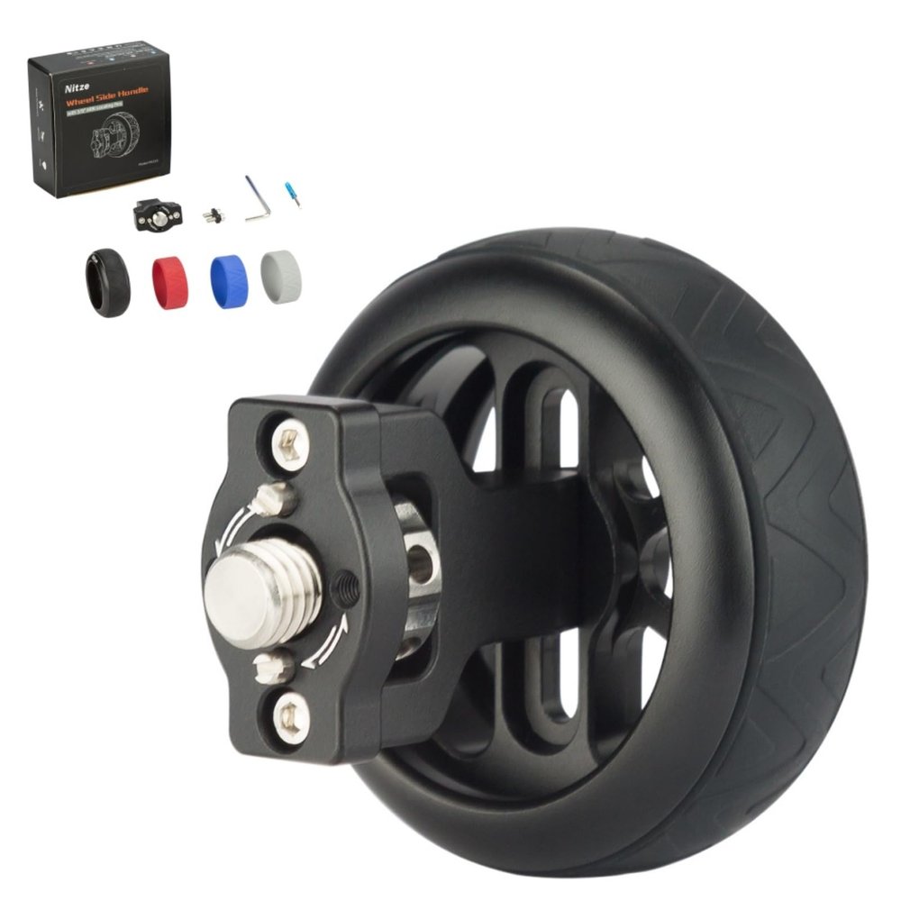 DirectNine Basics Nitze Wheel Side Handle with 3/8 ARRI Locating Screw and Detachable Locating Pins, Compatible with DSLR Camera Cage