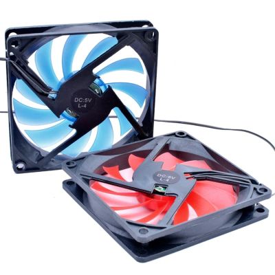 JUCMJXQEQ 80x80x15mm 8cm 8015 80mm Fan DC5V Blue red LED Light Computer USB Quiet Cooling Fan (Color : Blue USB Plug)
