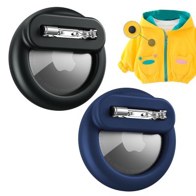Air Tags-2 Pack Apple Airtag Holder for Kids, Airtag Kids Hidden Case for Apple Tracker, AirTag Case with Safety Pins, Anti-Lost for Kid, Baby, Elderly, Luggage, Shoe, Clothes, Backpack (Black+Blue)