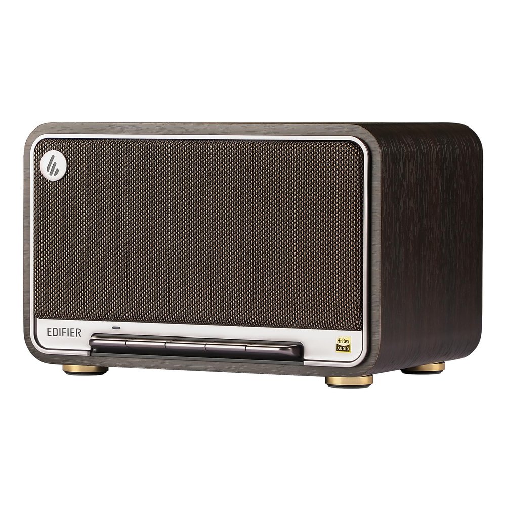 Edifier D32 Tabletop Wireless Speakers 60W RMS, Hi-Res Audio Bluetooth 5.3 Speaker Support LDAC, Portable Retro Wooden Compatible with AirPlay2, USB-C and AUX Inputs, 11 Hours Playtime, Black