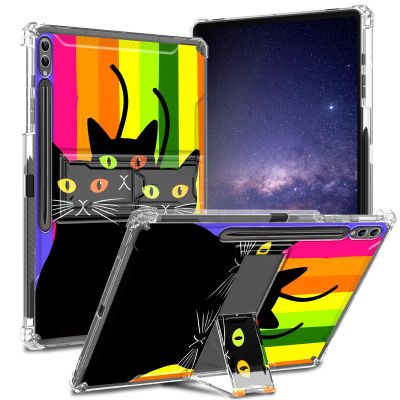ACWDMKH for Samsung Galaxy Tab S9 Ultra Case/S8 Ultra Case 14.6 Inch with Kickstand Clear Slim TPU Reinforced Corner for Galaxy S9 Ultra Tablet Case 2023/S8 Ultra Tablet Case 2022,Colorful Cat