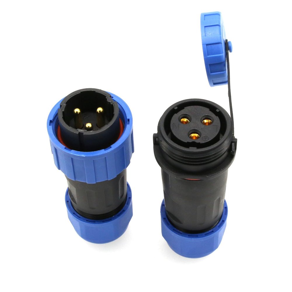 HangTon TY20 3 Pin Solder-Free Waterproof 25A 380V Connector, Male Female Wire Plug Socket Quick-Disconnect for Truck Camp Van Power Outdoor Device