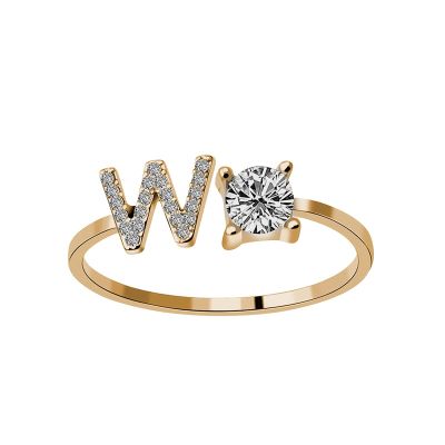 BTAKANPP Cool Jewelry for Women 26 Opening Ladies With Diamond Letters And Rings Resin Ring Set (W, One Size)