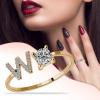 BTAKANPP Cool Jewelry for Women 26 Opening Ladies With Diamond Letters And Rings Resin Ring Set (W, One Size) view 2