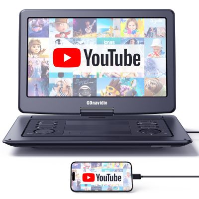 17.9" Portable DVD Player with 15.6" Large HD Screen 5 Hours Rechargeable Battery, Support HDMI Input, Sync TV/Phone, 1600x900, USB TF Card, Multi-formats, Last Memory, Region Free, Dual Speaker