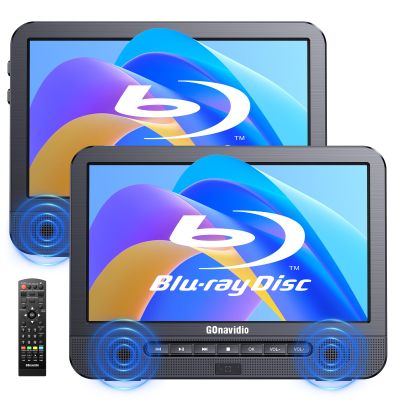10.1'' Portable Blu Ray Players for Car with Rechargeable Battery, Dual Screen Blu Ray DVD Players Support 1080P Video, Dolby Audio, HDMI Out, Sync Screen, Last Memory, USB/SD, Play A Same Movie
