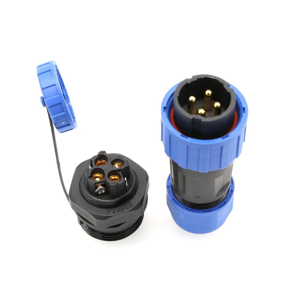 HangTon TY20 4 Pin 25A 380V Waterproof Electrical Connector, Male Female Cable Plug Socket, Screw Wiring for Power Outdoor Device
