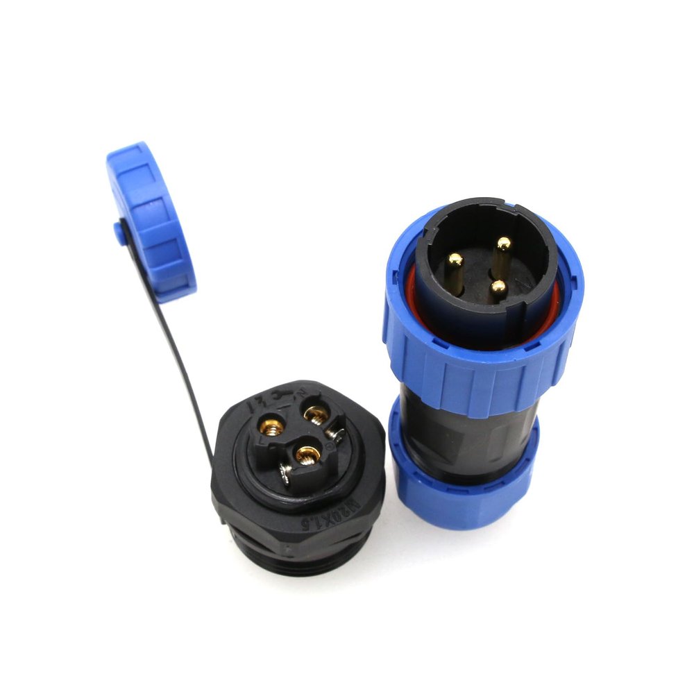 HangTon TY20 3 Pin Male Female Connector Screw Terminal Aviation Waterproof Quick-Disconnect Panel Mount for Power Outdoor Device 25A 12awg Wire, Panel Mount