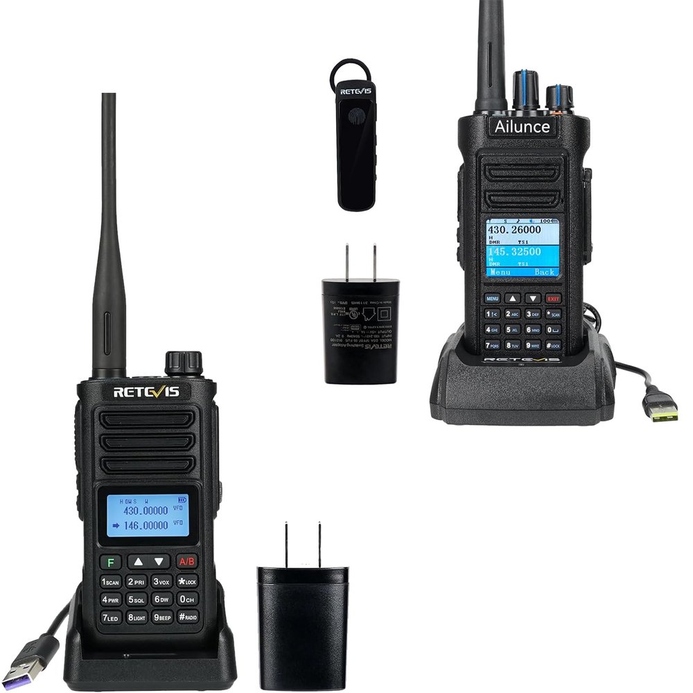 Retevis RA89 Ham Radio, Long Range Dual Band Radio Bundle with Retevis Ailunce HD2 DMR Radio, HD1 New Version, Handheld Ham Radio with GPS