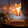 DirectNine Basics Personalized Night Light for Kids - Custom Name Animal Led Acrylic Bedroom Night Light, Baby Lamp for Nursery Decor, Adjustable Brightness, Personalized Gifts for Kids Boys Girls,Fox view 1