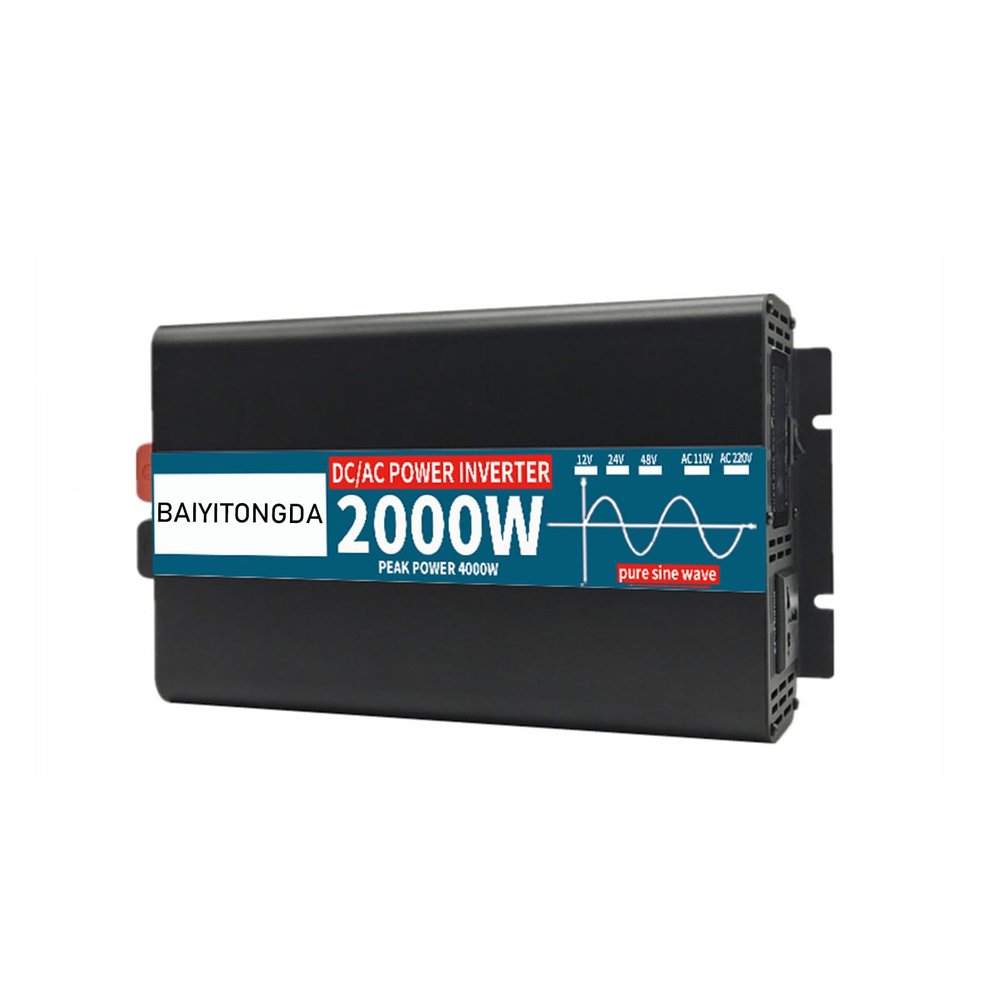 2000W Pure Sine Wave Power Inverter 12V 24V 48V DC to 110V 220V AC with LCD Display, Power Inverter for Home RV Truck Off-Grid Solar,12V to 230V