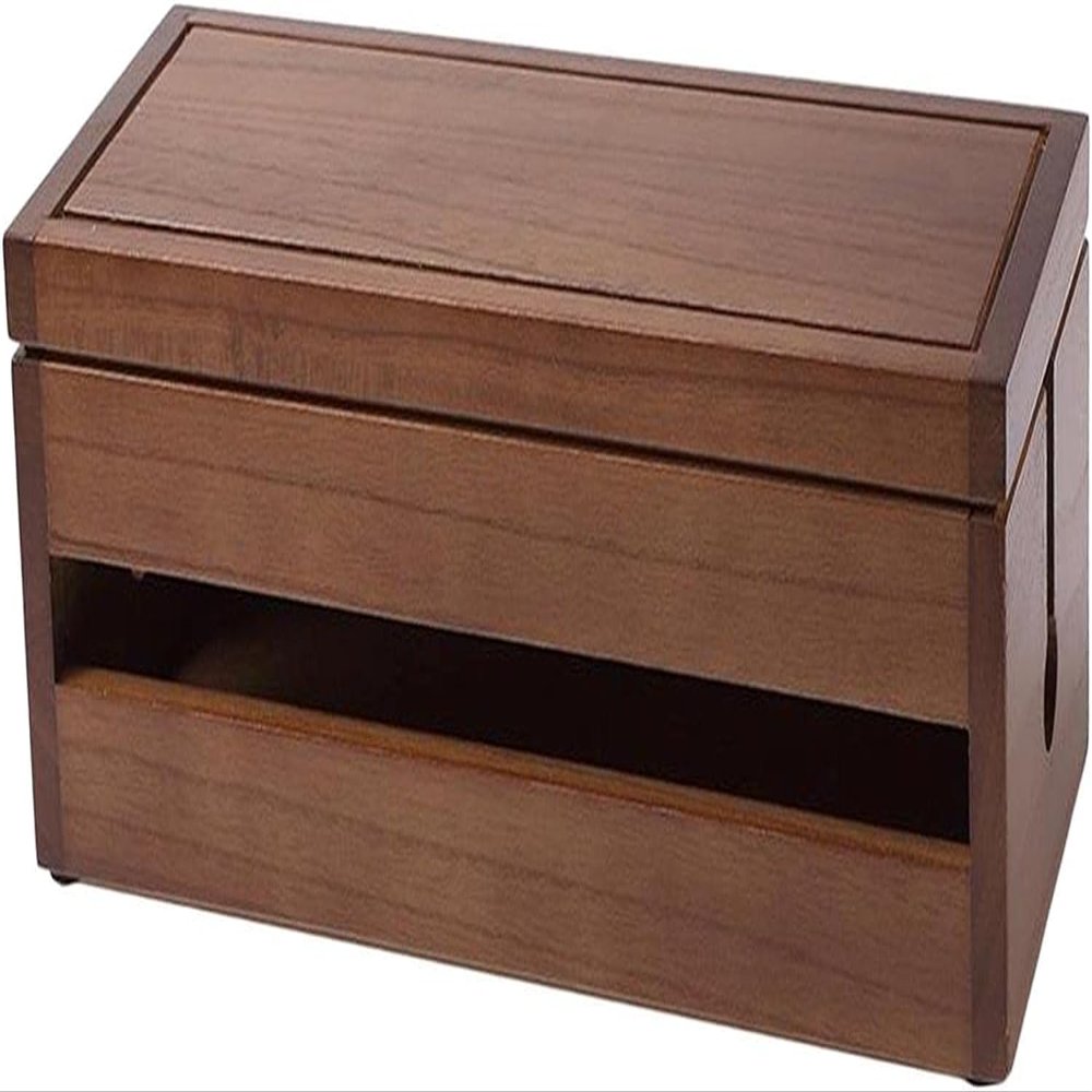 Duiaynke Wooden Cable Management Box Large Storage Holder Cord Organizer for Desk System to Cover Power Strips and Cords (Coffee)