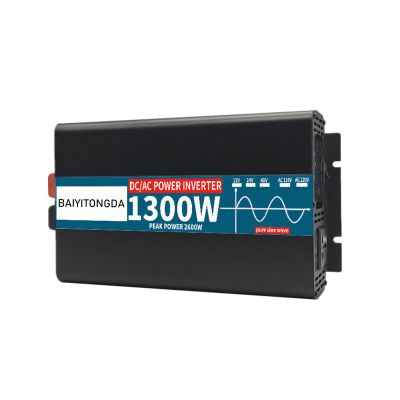 1300W Pure Sine Wave Inverter, 12V 24V 48V DC to 120V 230V AC Output,Power Inverter for Home, Car, Solar System,Peak Power 2600W,12V to 110V