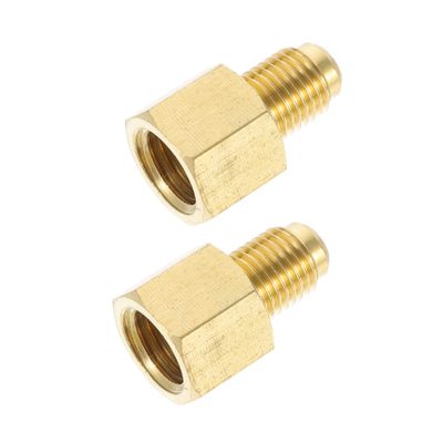 2pcs Air Conditioning Pump Adapter Copper Conversion Tool Golden