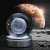Goutangen 3D Crystal Ball Moon with LED Lamp Base, Space Decor Night Light Snow Globe Unique Astronomy Universe Gifts for Adults Kids Teacher Mom Boy&Girlfriend on Birthday Graduation-3.15in. view 2