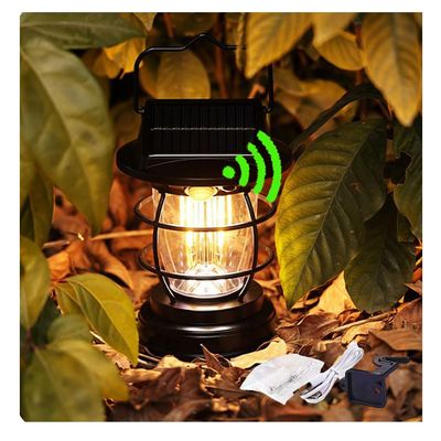 [1200lm] Motion Sensor Solar Lanterns Outdoor Tent Lights Portable Camping Exterior Front Porch Waterproof Table Desk Wall Sconce Lamp Rechargeable Anti Rust Coach for House Doorway Garage 1 Pack
