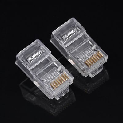 ASHATA 100 Pcs Cat5e RJ45 Modular Plug,Cat5 Cat5e Network Internet Connector,RJ45 8P8C Cable Modular Plug Heads,Network Connection Accessories,Transparent