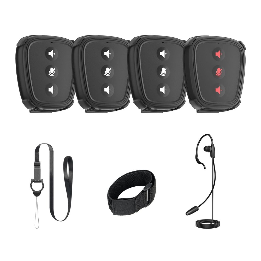 Came-TV Action Communicator 1.9GHz 4-Pack Dect Full Duplex Wireless Intercom with 1100ft 3.5mm Audio Port for Referee Communication,Film Production,Boating,Camping