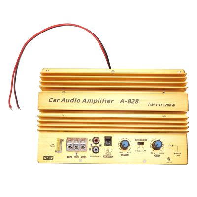 Car Amplifier Board, Car High Power Amplifier Amp Board, Heat Sink Aluminum, High Power 1280W, Thin Design with 12V for 8-12 Inch Woofer