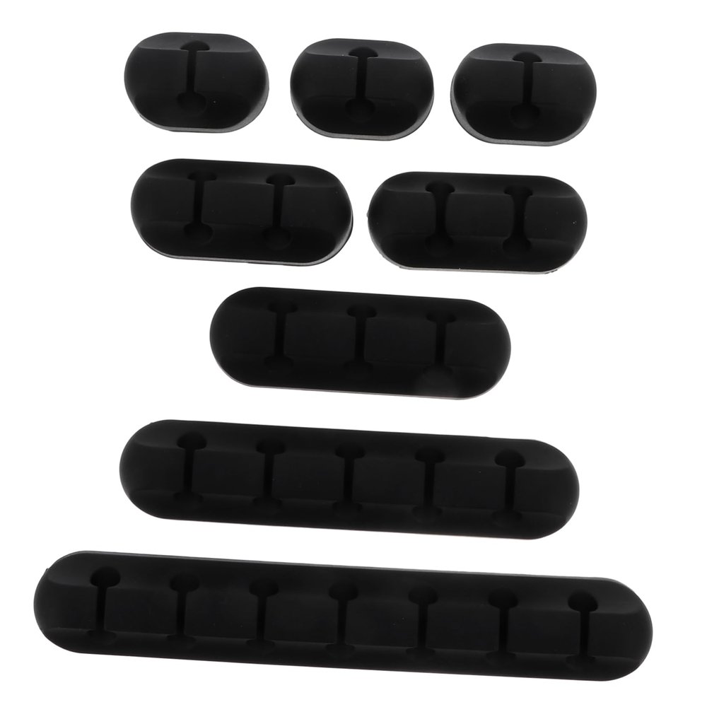 Homoyoyo 8pcs Silicone Cable Organizer Clips Desktop Wire Holder for Data USB and Network Cables and Easy to Install for Use