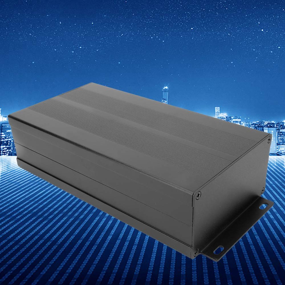 Yunseity Black and Silver Good Heat Dissipation Aluminum Cooling Case, Aluminum Box, DIY Electronic Products for Decoders Controllers ((Sand Black with Bent Plate))