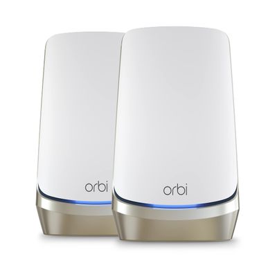 NETGEAR Orbi Quad-Band WiFi 6E Mesh System (RBKE962), Router with 1 Satellite Extender, 10.8Gbps Speed, Coverage up to 6,000 sq. ft, 200 Devices, 10 Gig Internet Port, AXE11000 802.11 AXE (Renewed)