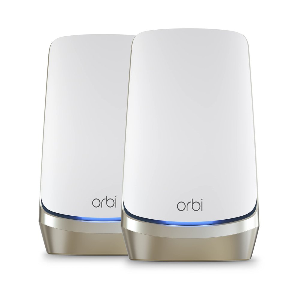 NETGEAR Orbi Quad-Band WiFi 6E Mesh System (RBKE962), Router with 1 Satellite Extender, 10.8Gbps Speed, Coverage up to 6,000 sq. ft, 200 Devices, 10 Gig Internet Port, AXE11000 802.11 AXE (Renewed)