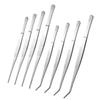 BESPORTBLE 8pcs Stainless Steel Tea Cup Clips Non- Gardening Tongs Metal Repair Clamp Curved Straight Tweezers for Tea Ceremony Plant Transplanting view 1