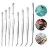 BESPORTBLE 8pcs Stainless Steel Tea Cup Clips Non- Gardening Tongs Metal Repair Clamp Curved Straight Tweezers for Tea Ceremony Plant Transplanting view 3