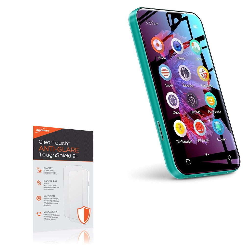 BoxWave Screen Protector Compatible with TIMMKOO Q5 WiFi MP3 Player - ClearTouch Anti-Glare ToughShield 9H (2-Pack), Anti-Glare 9H Tough Flexible Film Screen Protector