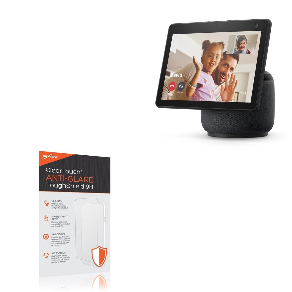 BoxWave Screen Protector Compatible with Amazon Echo Show 10 (3rd Gen 2020) - ClearTouch Anti-Glare ToughShield 9H (2-Pack), Anti-Glare 9H Tough Flexible Film Screen Protector
