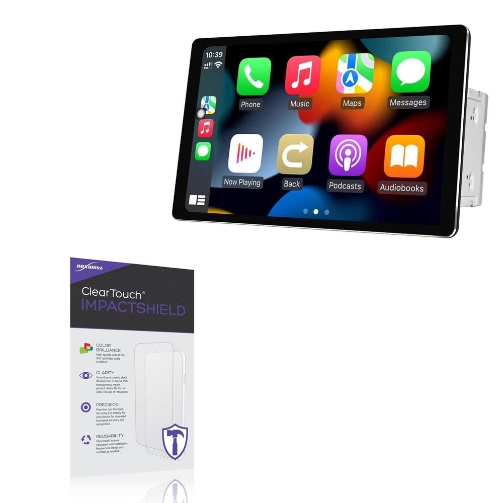 BoxWave Screen Protector Compatible with JOYING Double Din Car Radio Android 10 Car Stereo (10.1 in) - ClearTouch ImpactShield (2-Pack), Impenetrable Screen Protector Flexible Film