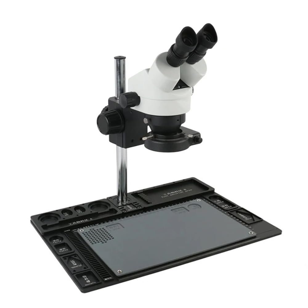 ZTBH Microscope Accessories Kit Stereo Microscope 3.5X - 90X Continuous Zoom Magnification + Big Aluminum Stand + 56 LED Ring Light + Lens Microscope Slides (Color : White)