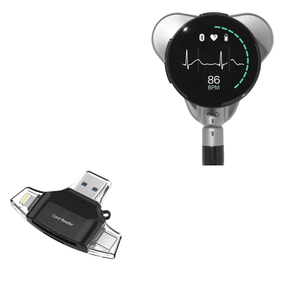 BoxWave Smart Gadget Compatible with EKO CORE 500 - AllReader SD Card Reader, microSD Card Reader SD Compact USB - Jet Black