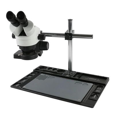ZTBH Microscope Accessories Kit Stereo Microscope 3.5X - 90X Continuous Zoom Magnification + Big Aluminum Stand + 56 LED Ring Light + Lens Microscope Slides (Color : Grey)