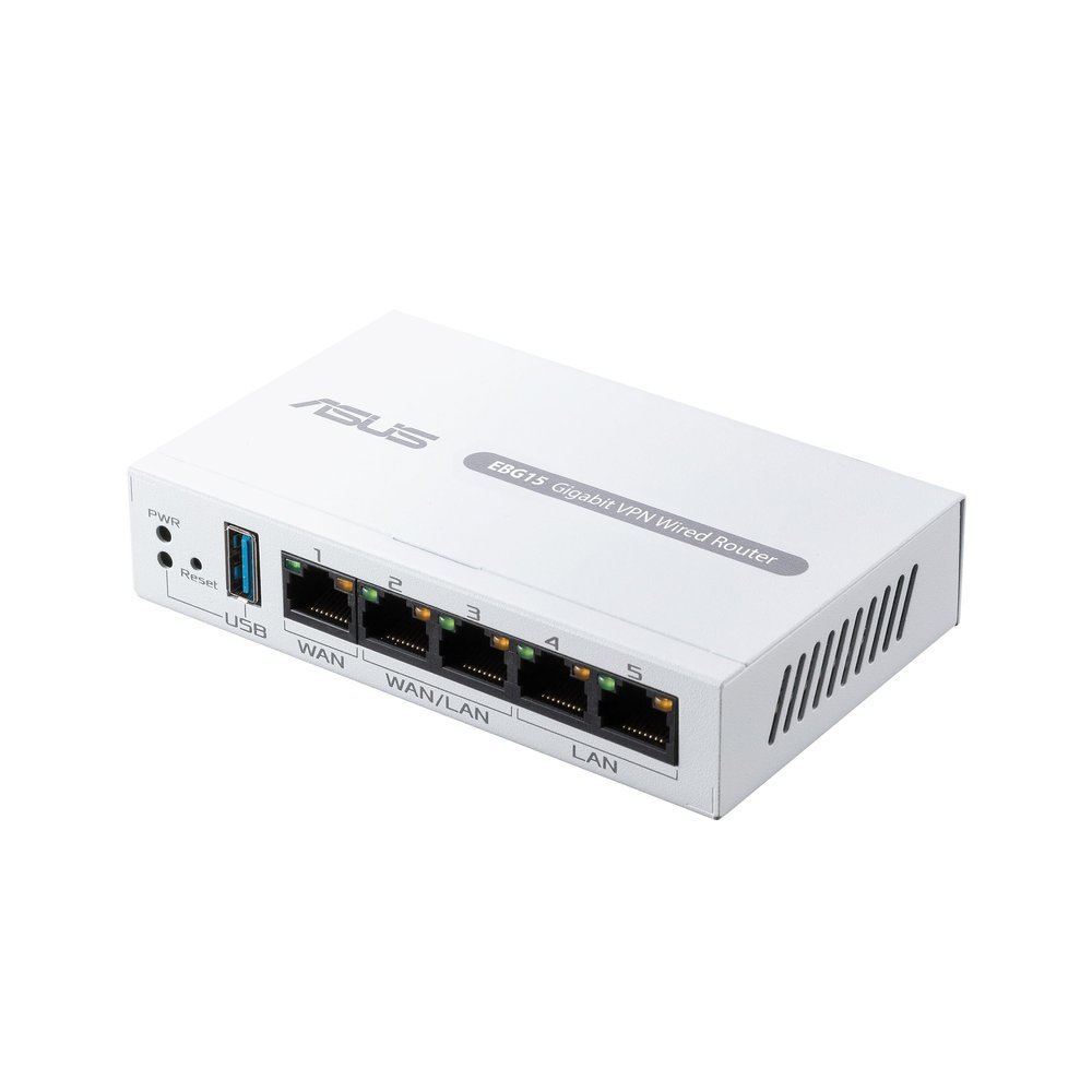 ASUS ExpertWiFi EBG15 Gigabit VPN Wired Router, up to 3 WAN ethernet Ports + 1 USB WAN, IPS Intrusion Prevention, Layer 7 Firewall, Commercial-Grade Network Security, Remote Management with App
