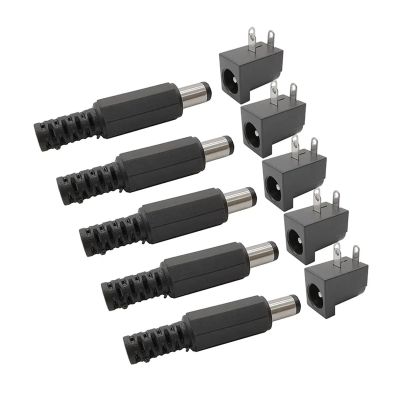 WENBIXIA 5Pair DC-005 5.5 x 2.1mm DC Power PCB Mount Round The Needle DIY Adapter 5.5 * 2.1 DC Power Cable Male Connector