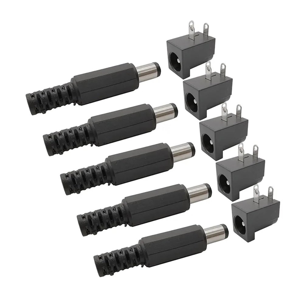 WENBIXIA 5Pair DC-005 5.5 x 2.1mm DC Power PCB Mount Round The Needle DIY Adapter 5.5 * 2.1 DC Power Cable Male Connector