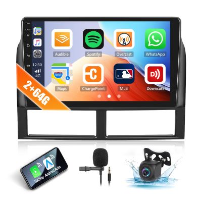 2G+64G Car Stereo Radio with Wireless CarPlay Android Auto for 1999-2004 Jeep Grand Cherokee 9" Android Touch Screen Bluetooth Car Radio with GPS Navigation WiFi FM Head Unit with HD Backup Camera