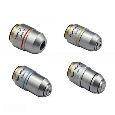 JOEBO Microscope Kit 4X 10X 40X 100X L=195 Plan Achromatic Objective Lens for Bio-Microscope Biological Microscope with Thread Diameter 20.2MMx0.705 Microscope Lens Adapters
